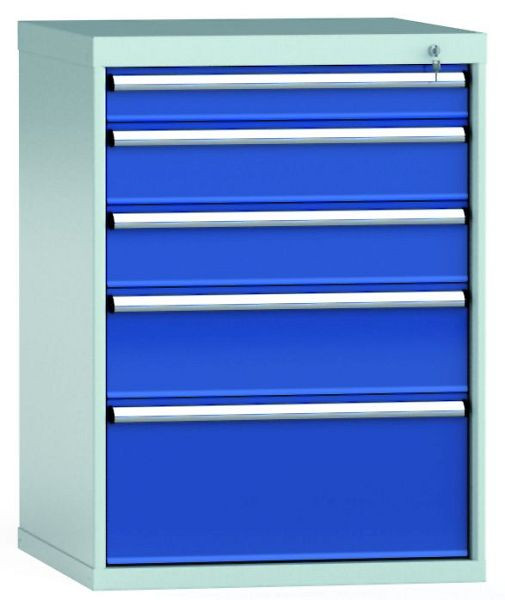KLW ladekast H 1000 mm B 725 mm D 750 mm, inbouwmaten: 900 mm, indeling: 36x36 stuks, met centraal slot en 5 laden, SGB1000-05NP-001