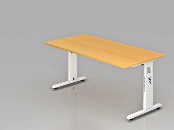Hammerbacher bureau C-poot 160x80cm beuken/wit, werkhoogte 65-85 cm, VOS16/6/W