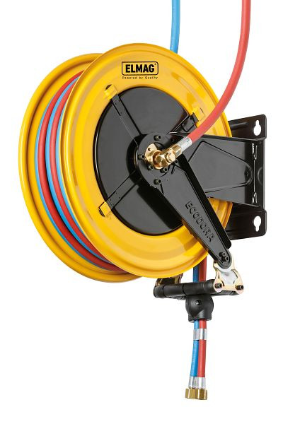 ELMAG industriële slanghaspel '540/77' voor zuurstof/acetyleen, 20m, 2x3/8'mm, 20 bar, 43592