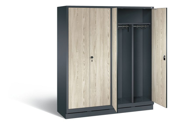 C+P zwart wit kastje Evolo, H1800xB1590xD500mm, kleur: antracietgrijs / decor Sen ash, 48022-42 S10073