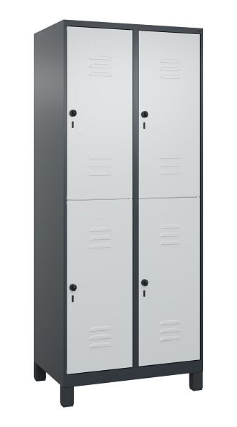 C+P Doppelstöckiger Spind Classic PLUS, Füße, 2 Abteile, 1950x800x500mm, 7016/7035, 080310-22 S10013