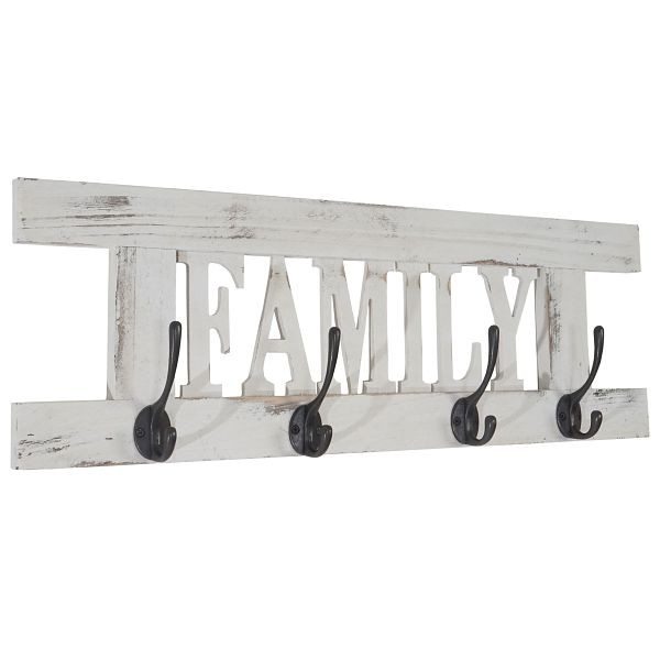 Mendler wandkast HWC-C60 Family, kledingkast kastpaneel, shabby look vintage 60x21cm, wit, shabby, 44988