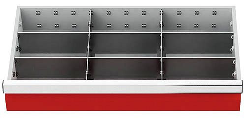 Bedrunka+Hirth lade, incl. rails, R 24-12, paneelhoogte 75 mm, draagvermogen 35 kg, afmetingen in mm (BxDxH): 600 x 300 x 75, 08.88.64