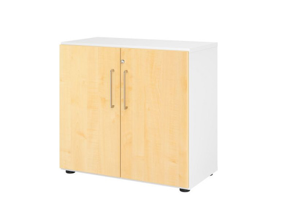 Hammerbacher kast 928T2, 2 OH, romp: wit / voorkant: esdoorn, 80 x 42 x 74,6 cm (BxDxH), V928T2/W/3/BS
