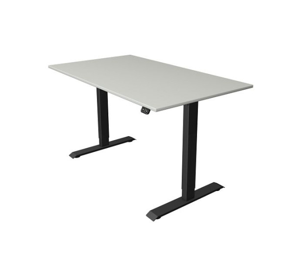 Kerkmann Move 1 zit-/statafel antraciet, B 1400 x D 800 mm, elektrisch in hoogte verstelbaar van 740-1230 mm, lichtgrijs, 10182511