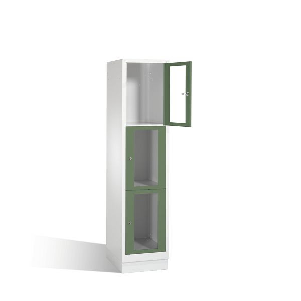 C+P lockerkast Classic, H1800xB420xD500mm, kleur: lichtgrijs / reseda groen, 8020A123 S10004
