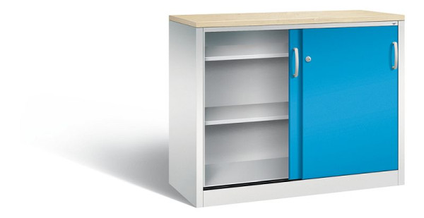 C+P dressoir met schuifdeuren Acurado, H1000xB1200xD500mm, kleur: lichtgrijs/lichtblauw, beugelgreep, 2056-00 S10163