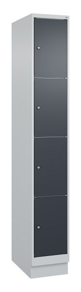C+P lockerkast Classic PLUS, onderstel, 1950x300x500mm, 7035/7016, met 4 vakken, 080020-104 S10008