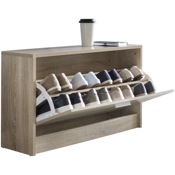 Wohnling schoenenkantelaar modern 80 x 47 x 24 cm houten schoenenrek wit 1 vak, WL5.270