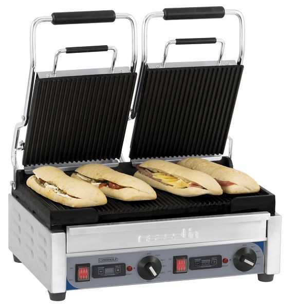 Casselin Panini Grill 2-Weg - Premium - Gegroefd / Gegroefd met Timer, CGP2RRPT