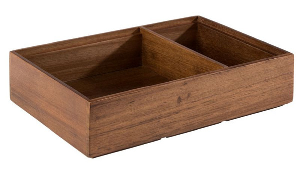 APS houten kist -WOODY-, 22,5 x 15 cm, hoogte: 5,5 cm, acaciahout, verdeeld in 2 vakken, 11651