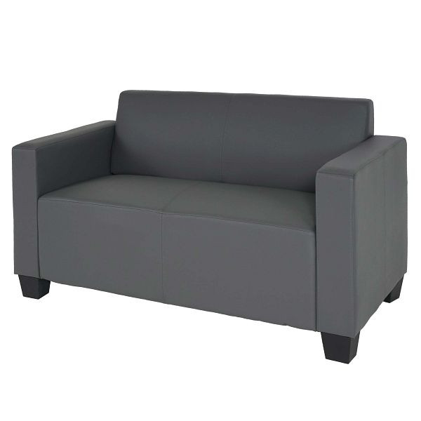 Mendler 2-zits bank Couch Lyon loungebank imitatieleer, donkergrijs, 75177+75178