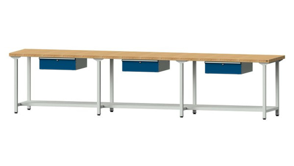 ANKE werkbanken werktafel, model 203, 4050 x 800 x 900 mm, RAL 7035/5010, BMP 50 mm, 401.535