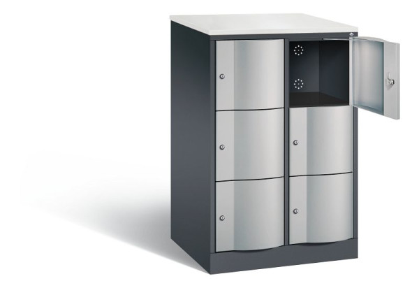 C+P XL lockerkast Resisto, H1255xW772xD640mm, kleur: zwart-grijs/wit aluminium, 8573-273 S10110