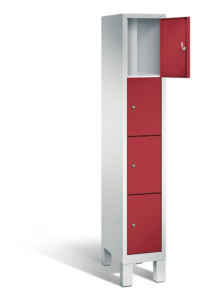 C+P lockerkast Evolo, H1850xB320xD500mm, kleur: lichtgrijs/robijnrood, 48010-104 S10070