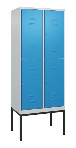 C+P dubbeldekskast Classic PLUS, frame, 2 vakken, 2120x800x500mm, 7035/5012, cilindersloten, 0803307-22 S10019