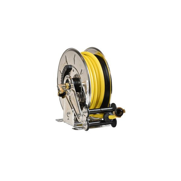 Ebinger slanghaspel OSM 210, max. 12bar / 50°C, 10m - 1/2" ID PVC weefselslang, RVS, 1.214.101