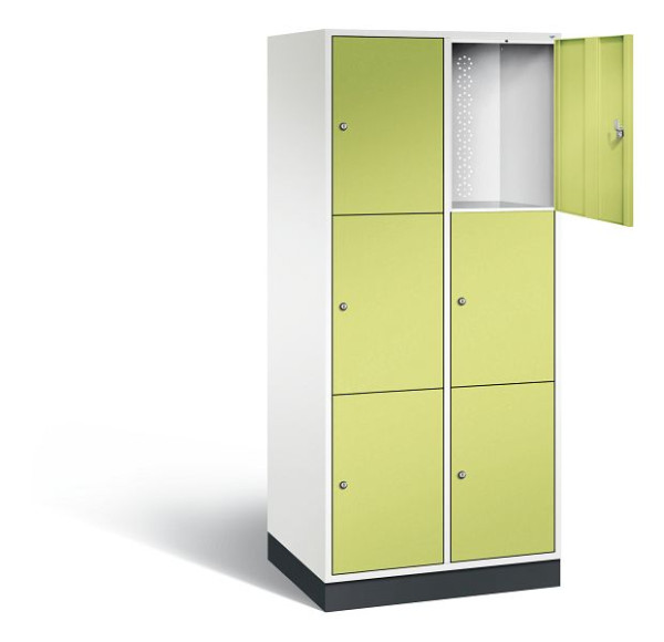C+P XL lockerkast Intro, H1950xW820xD590mm, kleur: verkeerswit / virid green, 8370-203 S10091