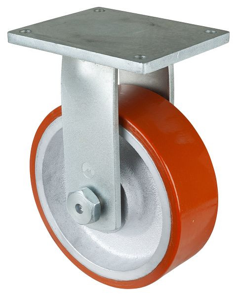 BS Rollen Zwaarlastwiel, bokwiel, wielbreedte 100 mm, wiel-Ø 300 mm, draagvermogen 2800 kg, polyurethaan gegoten 95 Shore A, gegoten, kogellager, RR110.C10.302