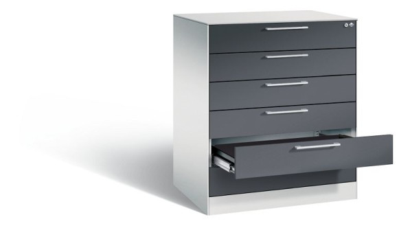 C+P archiefkast Asisto, H1010xB800xD600mm, kleur: lichtgrijs/zwartgrijs, beugelgreep, 146243-600 S10025
