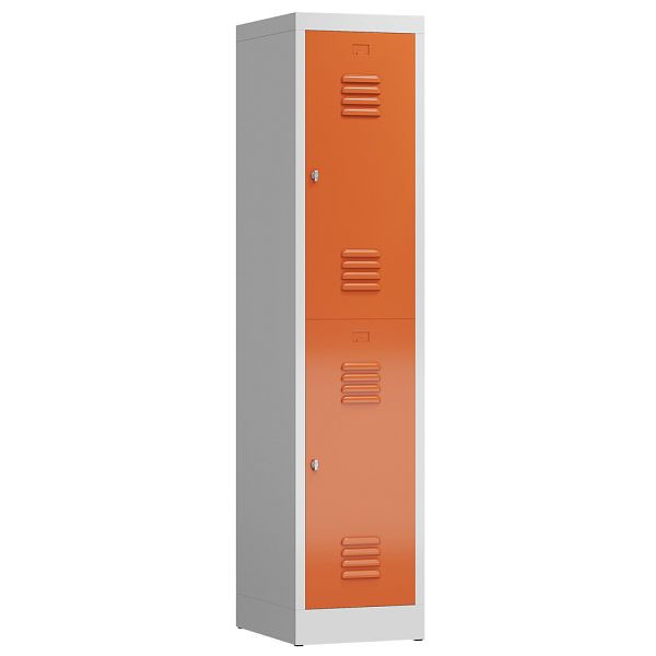 Lüllmann ClassiX kledingkast, 1 compartiment, dubbeldekker, 1800 x 415 x 500 mm, lichtgrijs/vuurrood, X-523214
