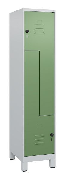 C+P Z-Spind Classic PLUS, Füße, 2 Abteile, 1800x400x500mm, 7035/6011, Drehriegel, 0800137-122 S10006