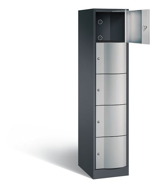 C+P lockerkast Resisto, H1950xB396xD540mm, kleur: zwart-grijs/wit aluminium, 8570-172 S10046