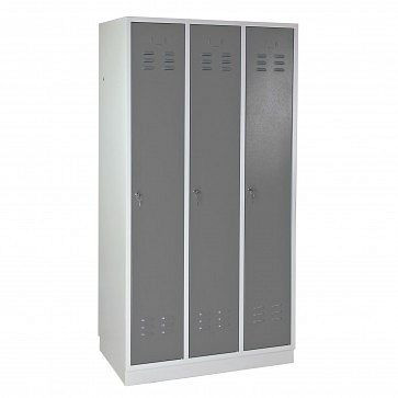 ADB locker/kledingkast "Regular" 3-deurs, afmetingen HxBxD: 1775x890x500 mm, corpuskleur: lichtgrijs, RAL 7035, deurkleur: zilvergrijs (RAL 7001), 40904