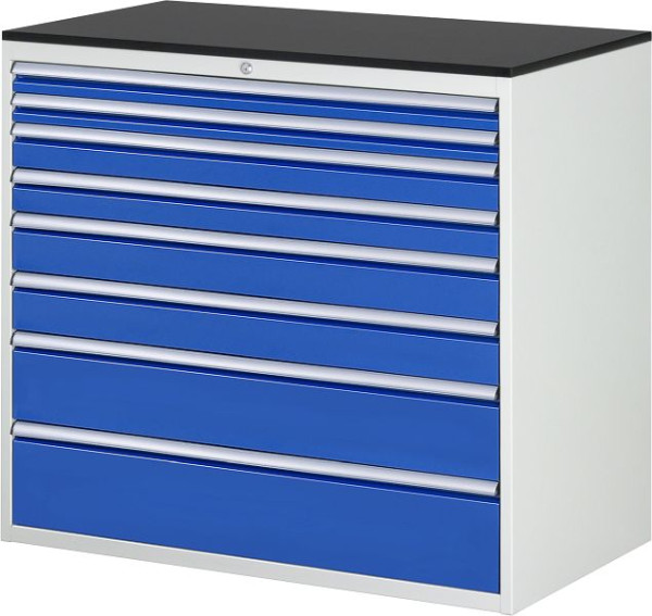 RAU ladekast serie 7000 B1145xD650xH1030mm, laden: 2xH60, 2xH90, 2xH120, H180, H210mm, werkblad melaminehars gecoat, 03-XXL7.11A-M.11