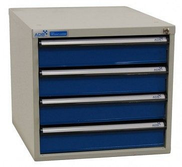 ADB ladekast met vier laden, buitenafmetingen van de romp: HxBxD: 500mm x 535mm x 700mm, romp lichtblauw, 52534