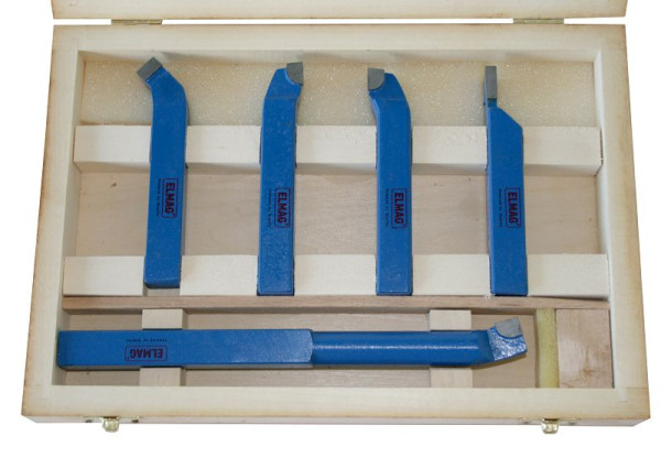ELMAG draaistaalset 10x10 mm, 5-delig, met gesoldeerde HM-platen, in houten kist, 89150