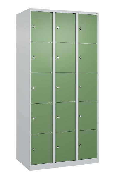 C+P Schließfachschrank Classic PLUS, 3 Abteile, 1850x900x500mm, 7035/6011, 080000-305 S10006