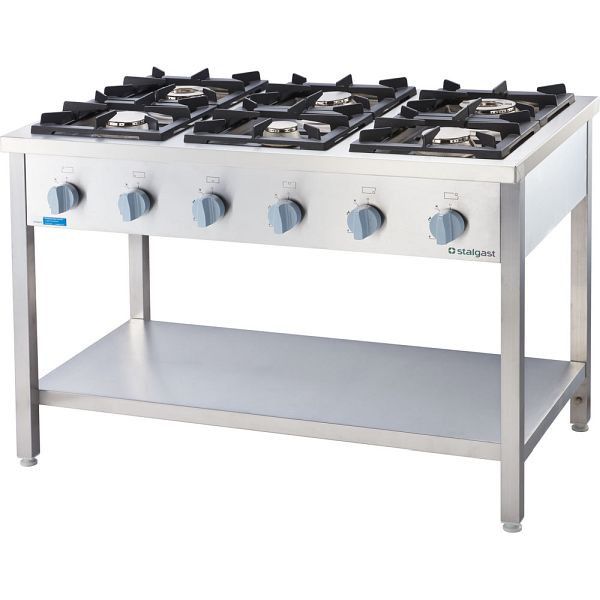 Stalgast gasfornuis serie 700 - G20, 6 branders (3,5 + 2x5 + 2x7 + 9), 1200 x 700 x 850 mm (BxDxH), FS01620SE