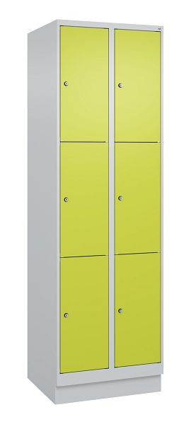 C+P lockerkast Classic PLUS, onderstel, 2 vakken met elk 3 vakken, 1950x600x500mm, 7035/0024, 080020-203 S10010