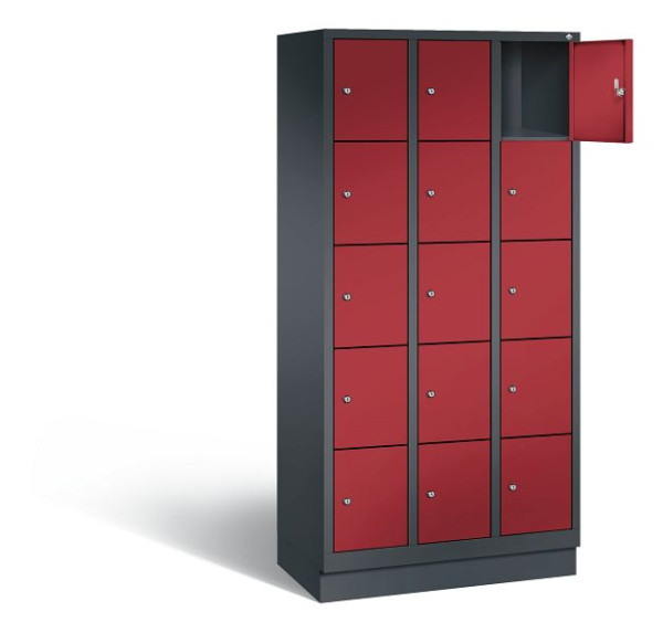 C+P lockerkast Evolo, H1800xW900xD500mm, kleur: zwartgrijs/robijnrood, 48020-305 S10018