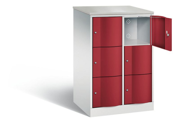 C+P XL lockerkast Resisto, H1255xW772xD640mm, kleur: lichtgrijs/robijnrood, 8573-273 S10124