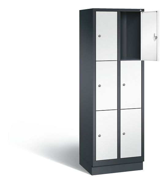 C+P lockerkast Evolo, H1800xB610xD500mm, kleur: zwartgrijs / verkeerswit, 48020-203 S10192