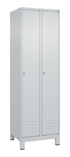 C+P luierkastje Classic PLUS met middenwand, voeten, 2 vakken, 1950x600x500mm, 7035/7035, cilindersloten, 080010-20F S10024