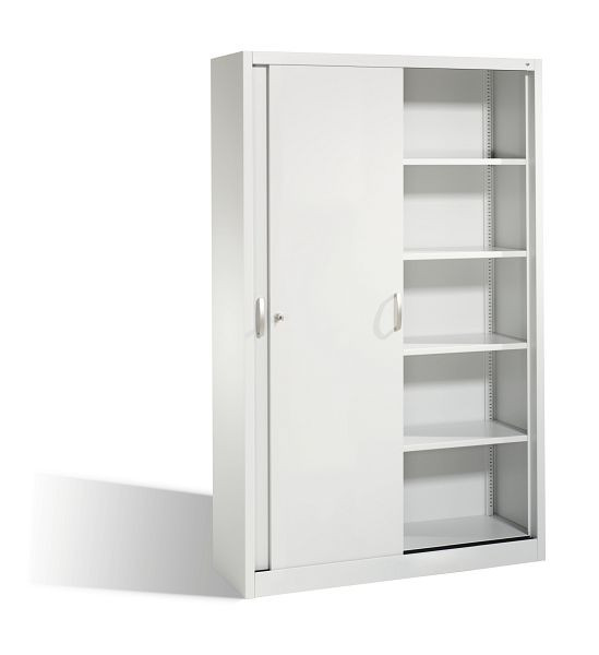 C+P schuifdeurkast Acurado, H1950xB1200xD400mm, kleur: lichtgrijs, beugelgreep, 5 FH, 2040-00 S10165