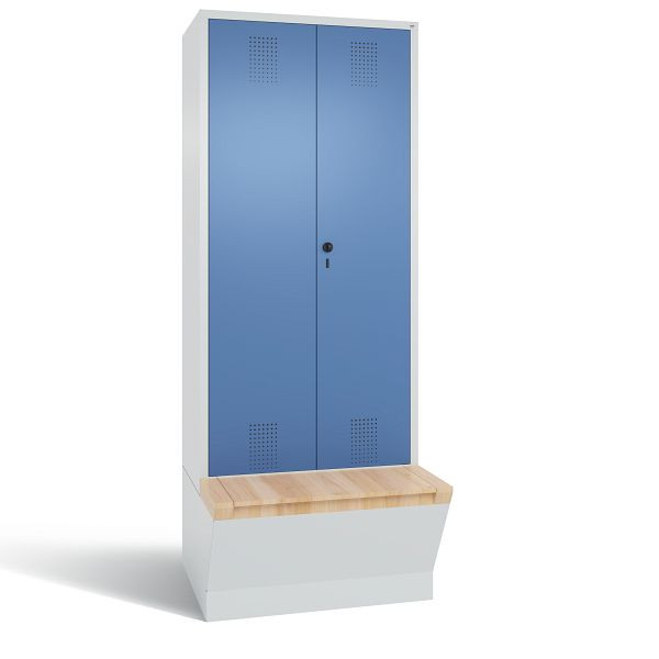 C+P zwart-wit lockerkast Evolo, H2090xB810xD815mm, kleur: lichtgrijs / verblauw, 48056-22 S10121