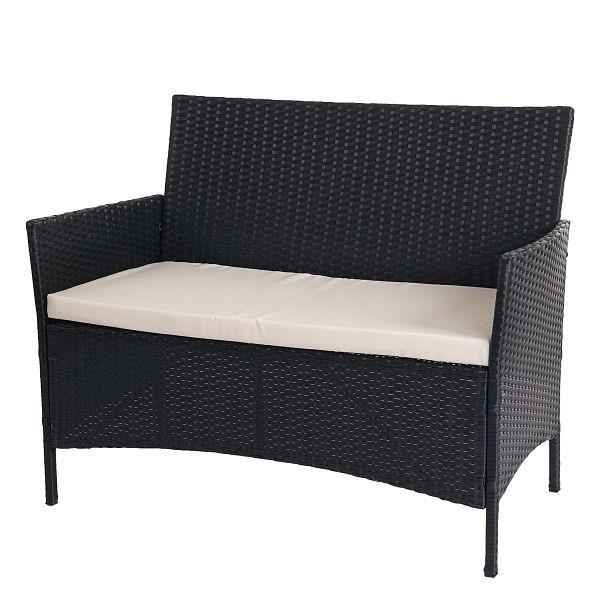 Mendler Halden, zitbank, antraciet, kussen creme, 52035