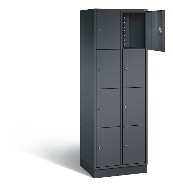C+P lockerkast Intro, H1950xB620xD490mm, kleur: zwart-grijs, 8470-201 S10033