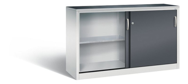 C+P schuifdeurkast Acurado, H1000xB1600xD500mm, kleur: lichtgrijs / zwartgrijs, 2156-092 S10025