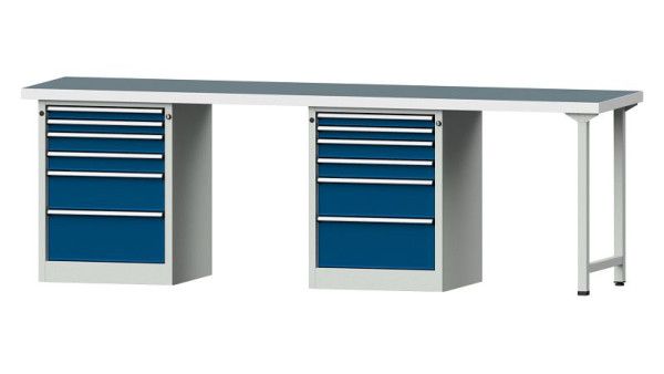 ANKE werkbanken combinatie werkbank, model 916 V, 2800 x 700 x 900 mm, RAL 7035/5010, UBP 50 mm, 415.155