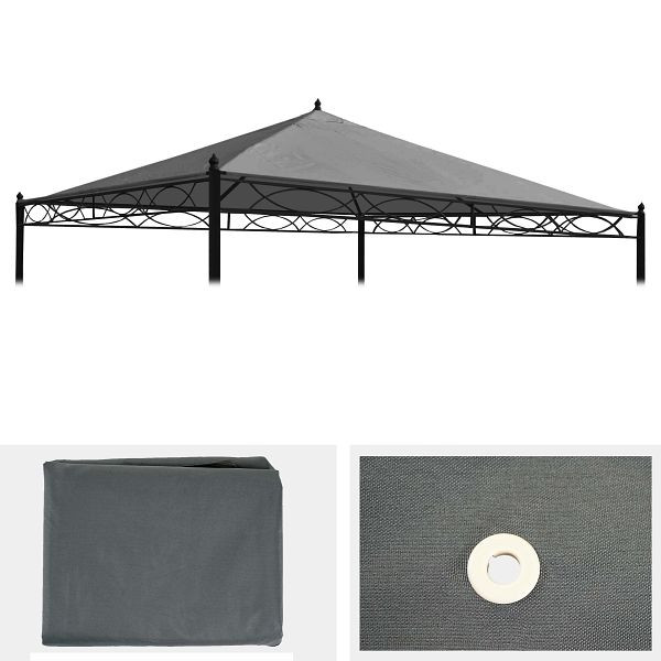 Mendler vervangende hoes voor dakpergola paviljoen Cadiz 3x3m, grijs, 65467