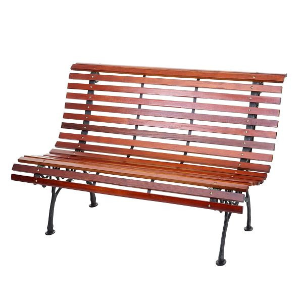 Mendler tuinbank HWC-F97, bank parkbank houten bank, 2-zits gietijzer hout 122cm 22kg, bruin, 70695