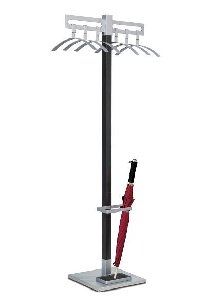Kerkmann Montana staande kapstok, B 550 x D 370 x H 1700 mm, zwart/aluminium zilver, 30655014