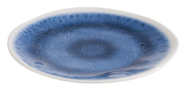 APS bord -BLUE OCEAN-, Ø 21,5 cm, hoogte: 2 cm, melamine, binnenkant: decor, blauw, buitenkant: wit, 84674