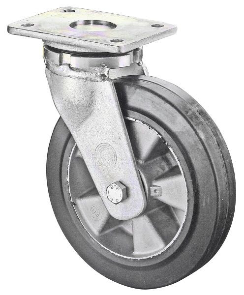 BS Rollen zwaarlastwiel, wielbreedte 60 mm, wiel-Ø 300 mm, draagvermogen 700 kg, zwarte elastische banden, aluminium wiellichaam, kogellagers, RR100.B80.300