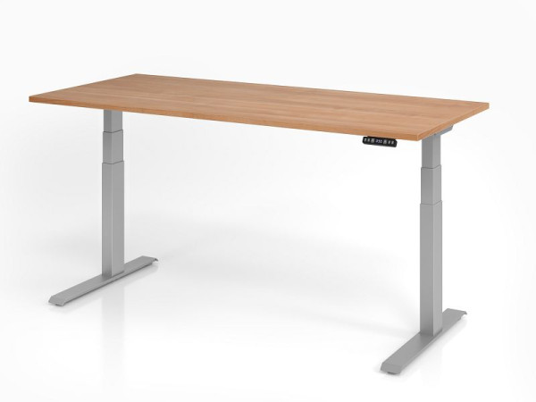 Hammerbacher bureau XDKB19, 180 x 80 cm, blad: walnoot, 25 mm dik, ABS dikke rand, rechthoekige vorm, VXDKB19/N/S